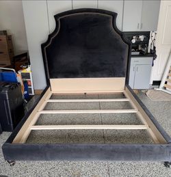 King Velor platform bed frame