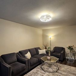 Sofa couch (fold out Queen Sleeper bed) set with 2 chairs and ottoman.