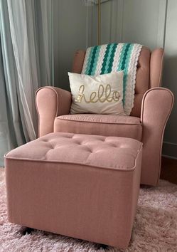 Pink Nursery Chair With Ottoman