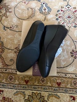 Clarks Black Leather Flat Shoes