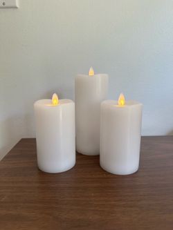 Set Of 3 White Flameless Candles