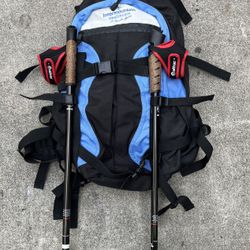 Hiking Backpack With Trekking Poles