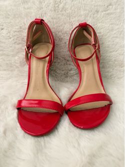 Sz 5 Women RED Wild Diva Patent Ankle Strap Heels