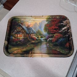 Decorative Tray With Cottage Scene