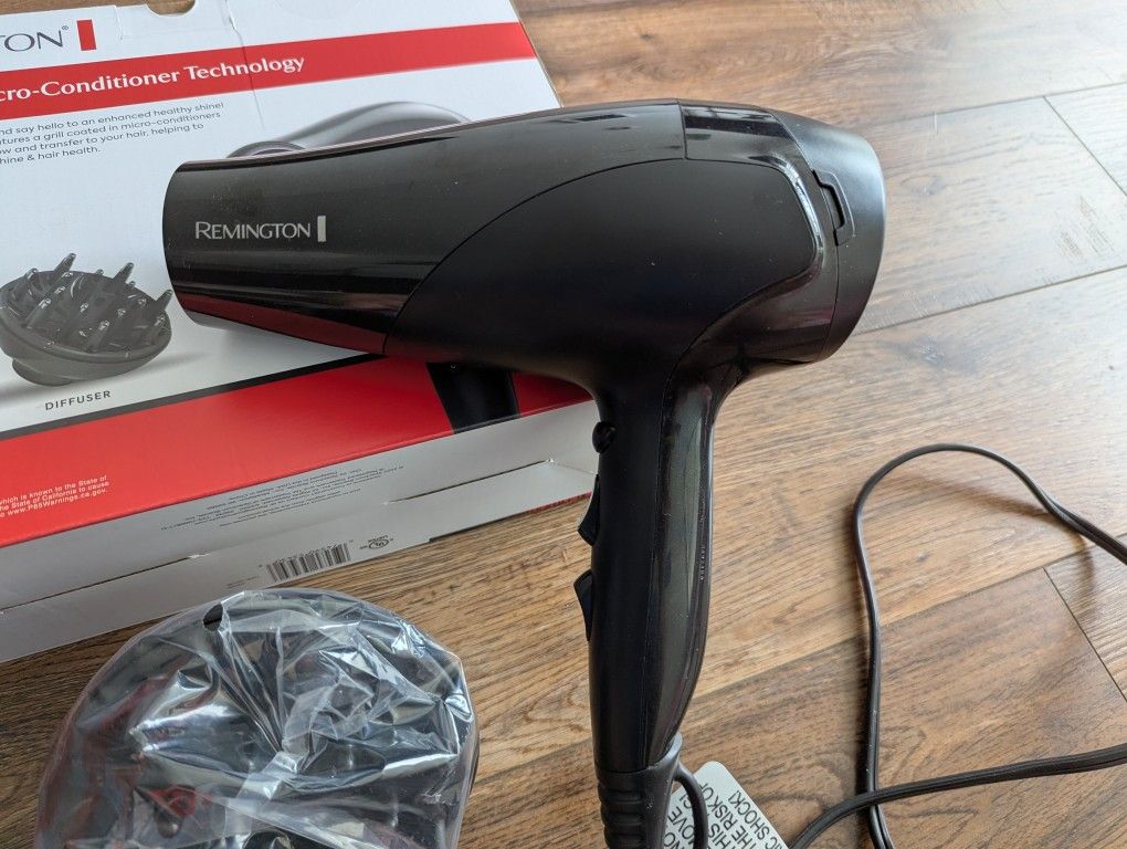 Remington Damage Protection Hair Dryer with Ceramic Ionic Tourmaline Technology, Black, Diffuser and Concentrator, 3 Piece Set