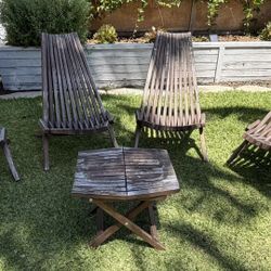  Pieces Set Outdoor Melino Acacia Wood Folded Chairs/ Fire Chairs with Side Table  