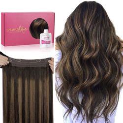 WENNALIFE Wire Hair Extensions (Increase 50% Lifespan) Real Human Hair 14 inch 75g Balayage Dark Brown to Chestnut Brown Remy Wire Hair Extensions Inv