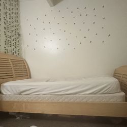 Wooden Bed Frame + Mattress + Box