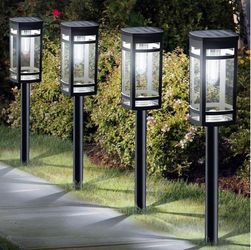 Excmark 8 Pack Solar Pathway Lights Outdoor Waterproof, Cool White