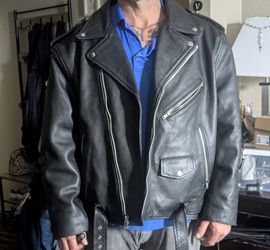 Black leather motorcycle jacket
