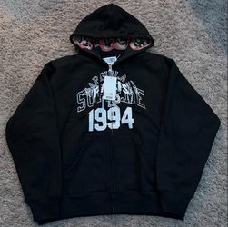 Black Supreme X MM6 Zipup Hoodie