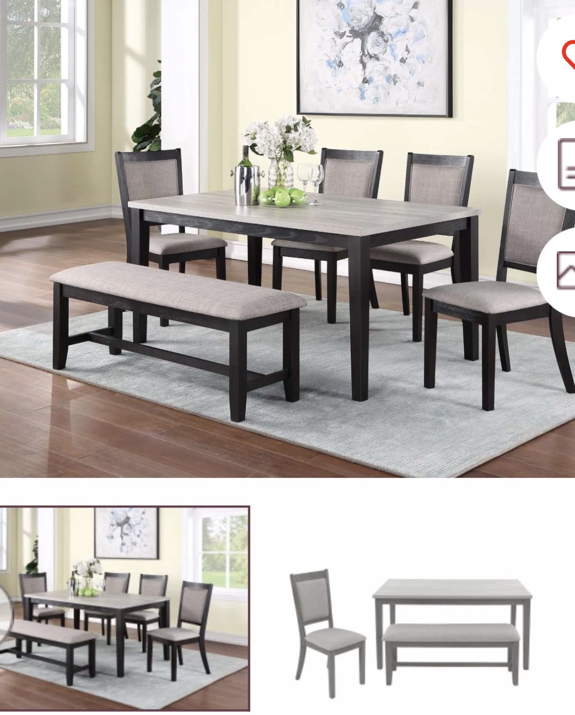 Dining Table Set With Chairs And Bench