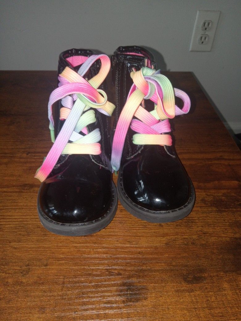 Black Boots With Coloful Laces