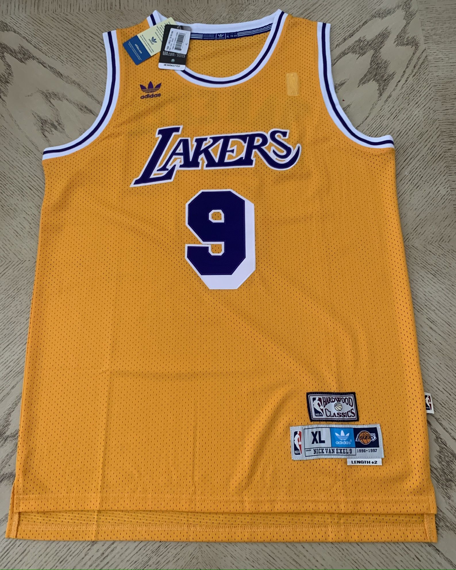 NWT Nick Van Exel Los Angeles LA Lakers Throwback Hardwood Classic Jersey #9 RARE KUPP /  KAWS/ Kobe Dodgers 8/24 / Mahomes / Gretzky