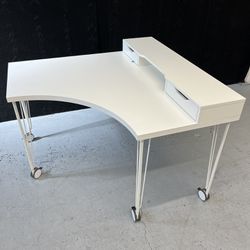 White Rolling Corner Desk