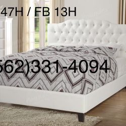 New Queen Size White Bed W/New Mattress 