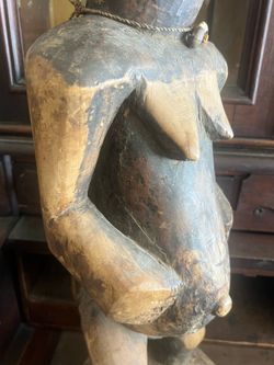 19th century female wood carving from the Congo, fertility symbol