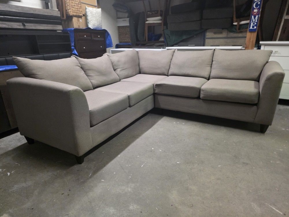 Modern Gray Fabric L Shaped Sectional Couch