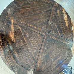 RESTORATION HARDWARE  SALVAGED WOOD X-BASE ROUND DINING TABLE