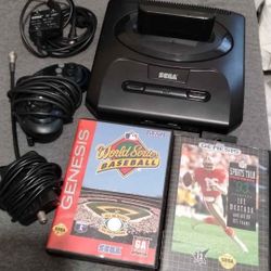 SEGA GENESIS (mk-1631) Console And AV/Power Base/Aftermarket Controller / games