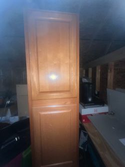 Oak Wood Interior Door with Raised Panels pantry cabinet