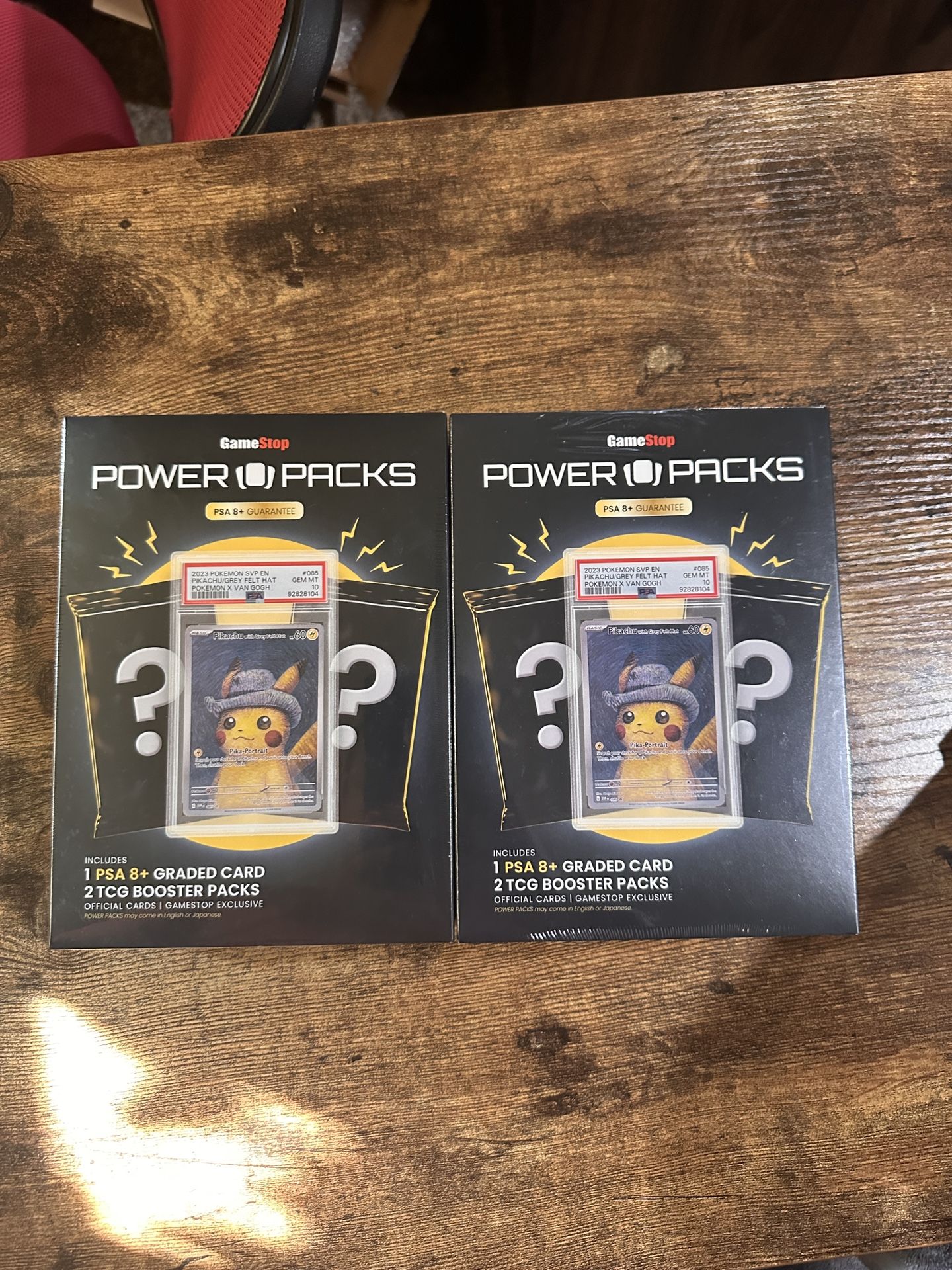 2 Gamestop Power Packs,2packs per box +1 graded card Pas 8+,2pack
