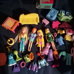 Polly Pocket Lot 2 Dolls And Clothes And More!