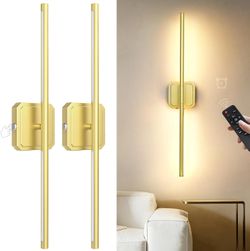 Battery Operated Wall Sconces, Gold, 28'',Set of 2.