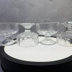Set of (4) Rare Gorgeous Vintage Mikasa Stemmed Crystal Iceberg Castles Sherbert Fruit Sherbet Dessert Parfait Coupes Glasses. Excellent Condition. 19