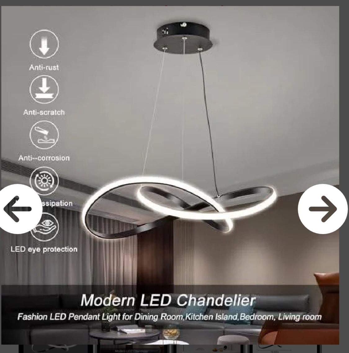 BEAUTIFUL 2 RING MODERN PENDANT CHANDELIER.. NEW IN BOX