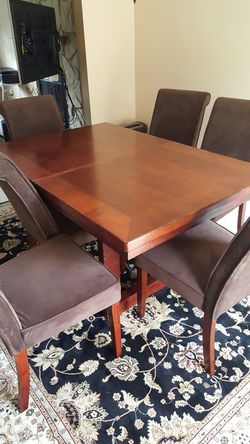 Dining table with six chairs microfiber