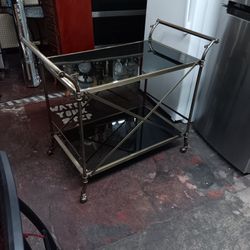 Metal 2-tiered Rolling Bar Cart By Powell