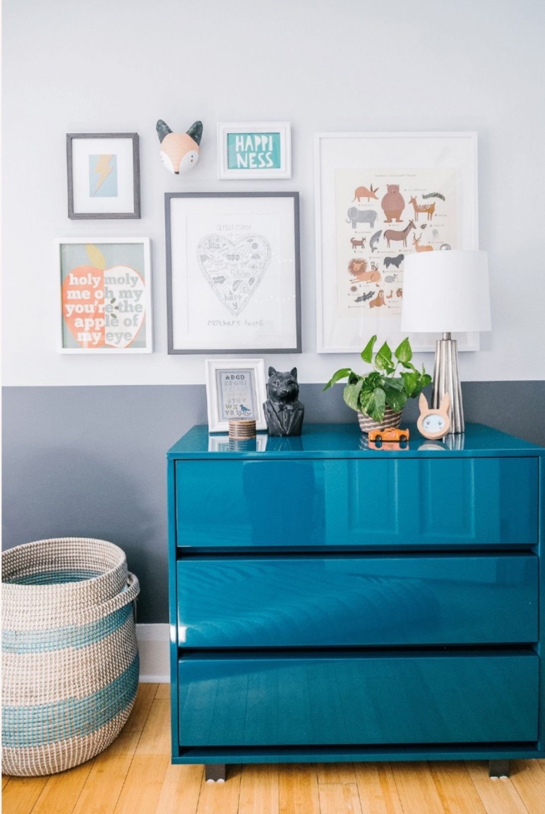 CB2 Teal Blue Lacquer Dresser Like New
