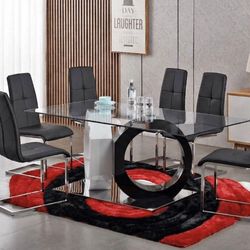 Modern Dining Set- Table With 6 Chairs- Finance Available $39 Down 