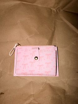 Pink Bow Print Mini Wallet Wristlet