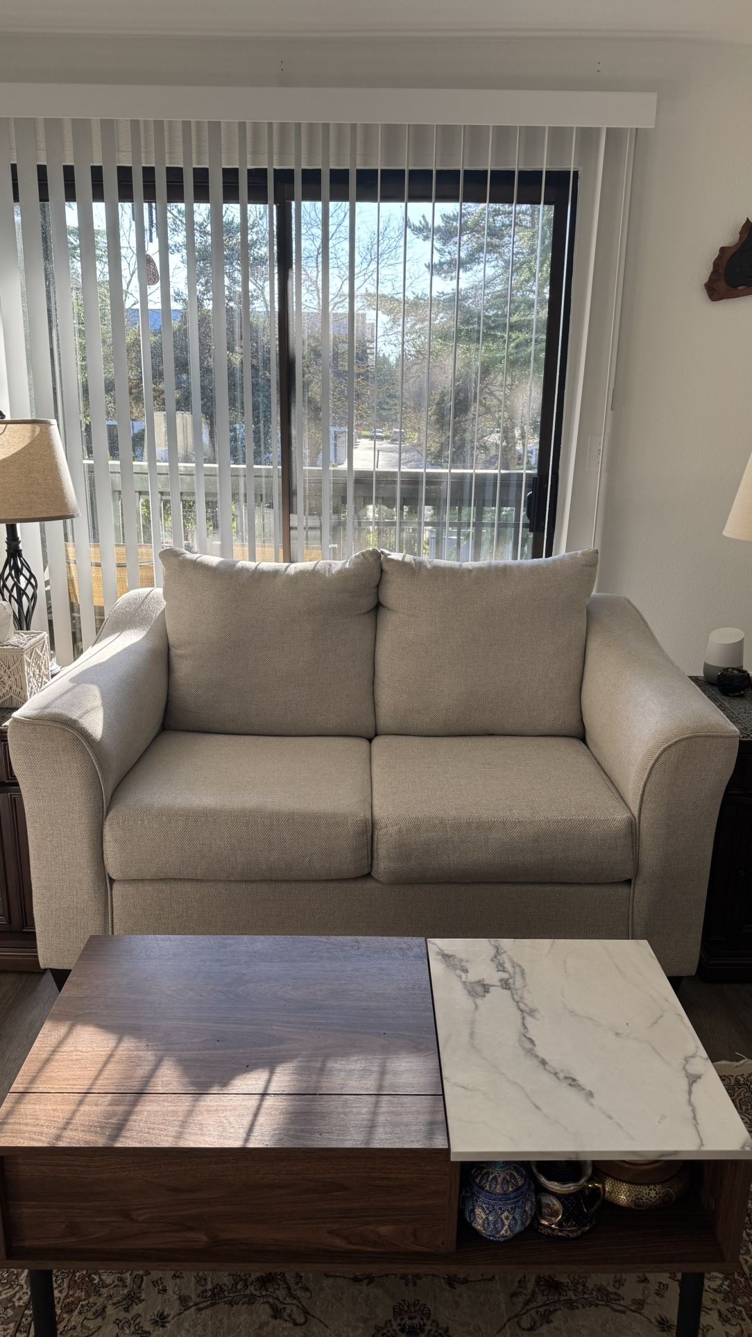 Beige Loveseat – Excellent Condition - Clean & Comfy 