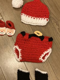 Newborn Photography Props Santa Clause Outfit Handmade Crochet Knitted