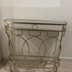 Gold Console Table w/ Glass Top