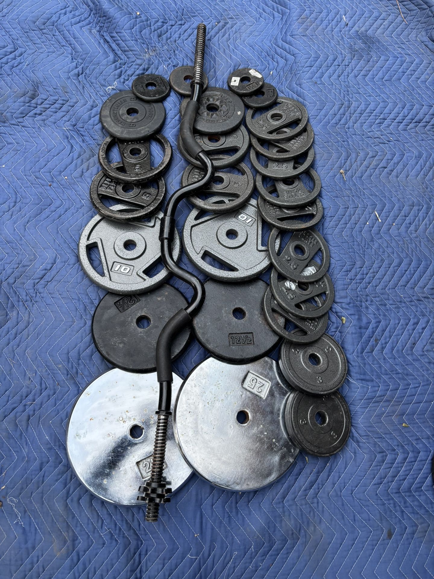 Weights And Curl Bar 