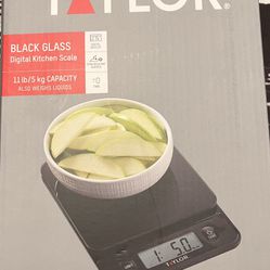 Taylor Black Glass Digital Kitchen Scale 11 lb/5kg Glass Top Black Brand New