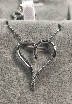 Sterling Silver CZ Heart Pendant with adjustable 16-18” Chain