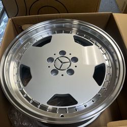 Brand New Mercedes AMG Aero Monoblock Style 18x8 18x9 Silver Staggered Wheels 5x112