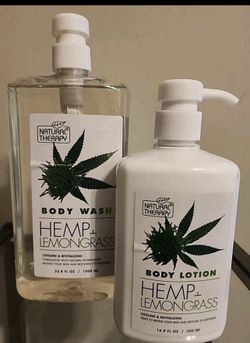 Natural Therapy Hemp & Lemongrass Body Wash & Body Lotion Set – Cooling & Revitalizing – Free Shipping & Free Pickup