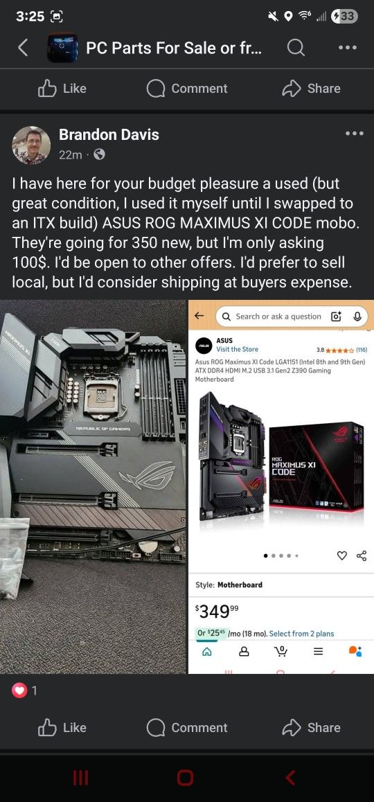 ASUS ROG MAXIMUS XI CODE (used)