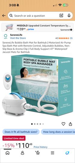 Bubble mat for Jacuzzi in bath tub