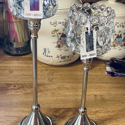 2 Candle Holders With Genuine Crystals