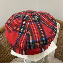 Like new Red Plaid Woman’s Cap Style Hat