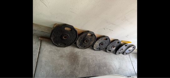 Gym weights and bar