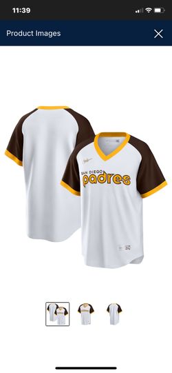 Men's SD Padres Nike White Home Cooperstown Collection Team Jersey