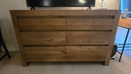 BRAND NEW Solid Wood 6-Drawer Dresser & Matching Single Nightstand Set (Modern/Rustic)